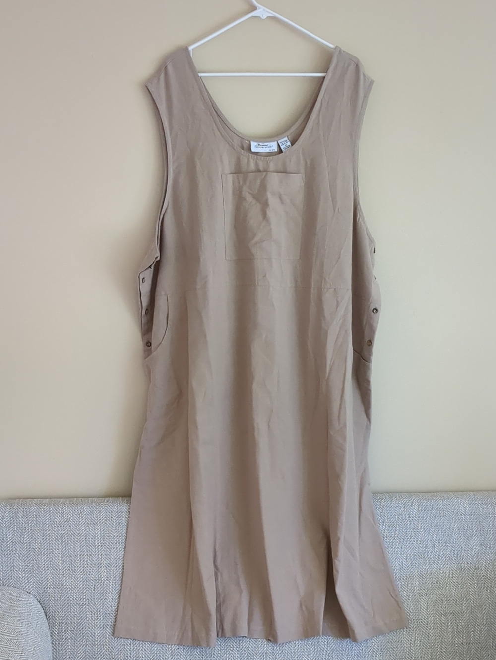 3X Vermont Country Store Linen And Cotton Blend Tan Dress